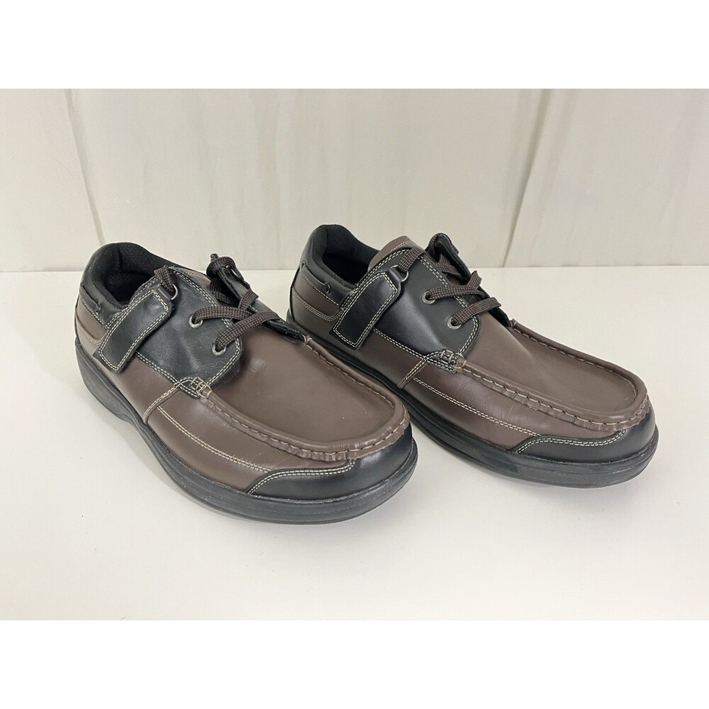 Orthofeet 422 Baton Rouge Mens Size 13 (E) Shoes Brown Black Leather Boat Loafer